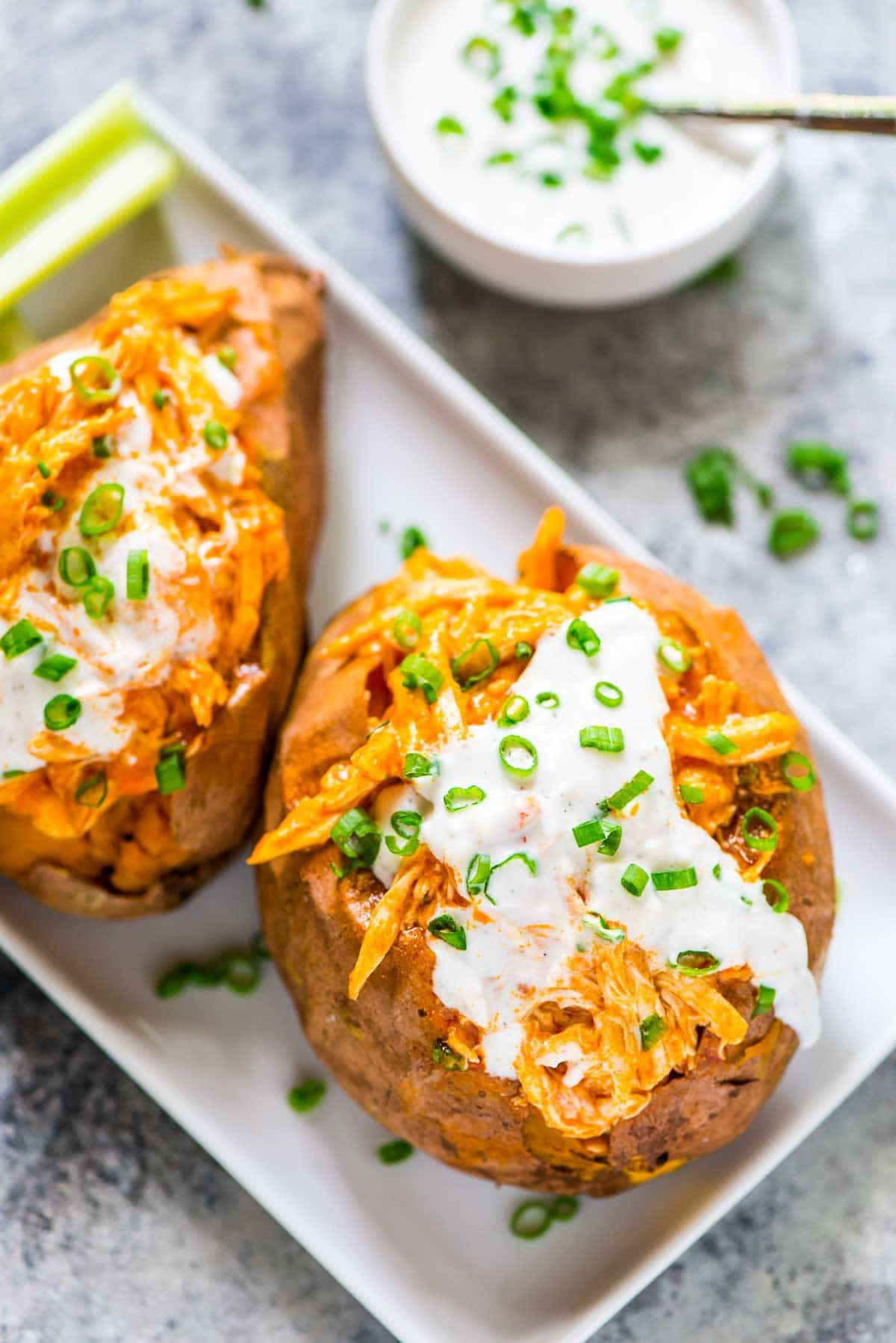 Slow Cooker Sweet Potato Recipes Healthy
 Slow Cooker Buffalo Chicken Stuffed Sweet Potatoes