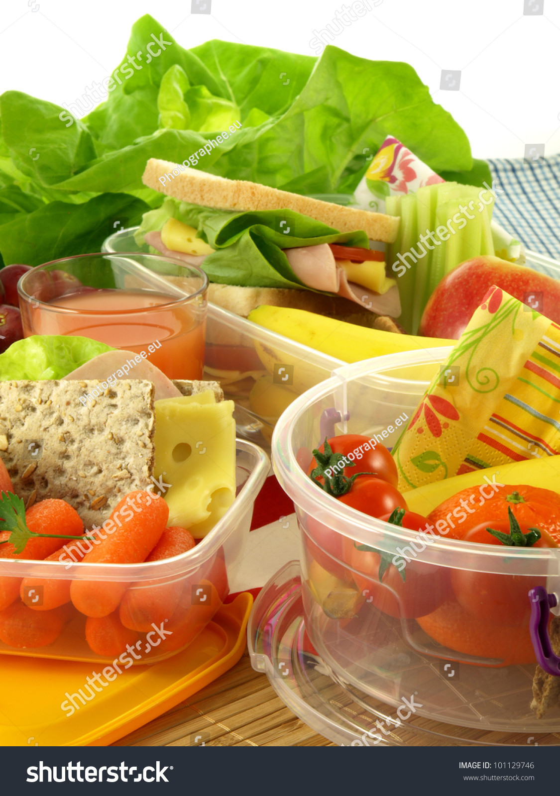 Small Healthy Lunches
 Healthy Lunch Prepared Small Plastic Containers Stock