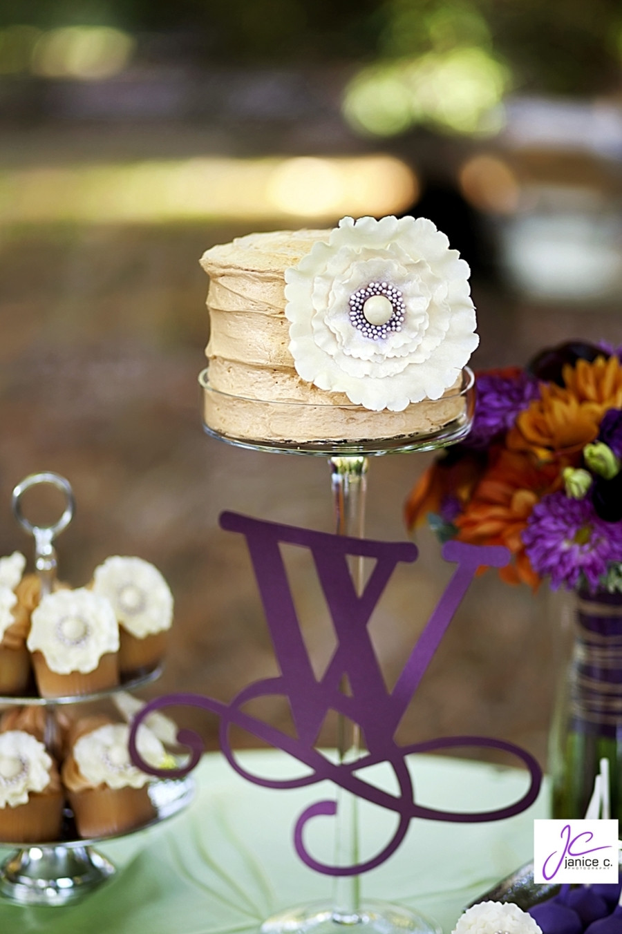 Small Rustic Wedding Cakes
 Rustic Small Wedding Cake With Ruffled Flowers