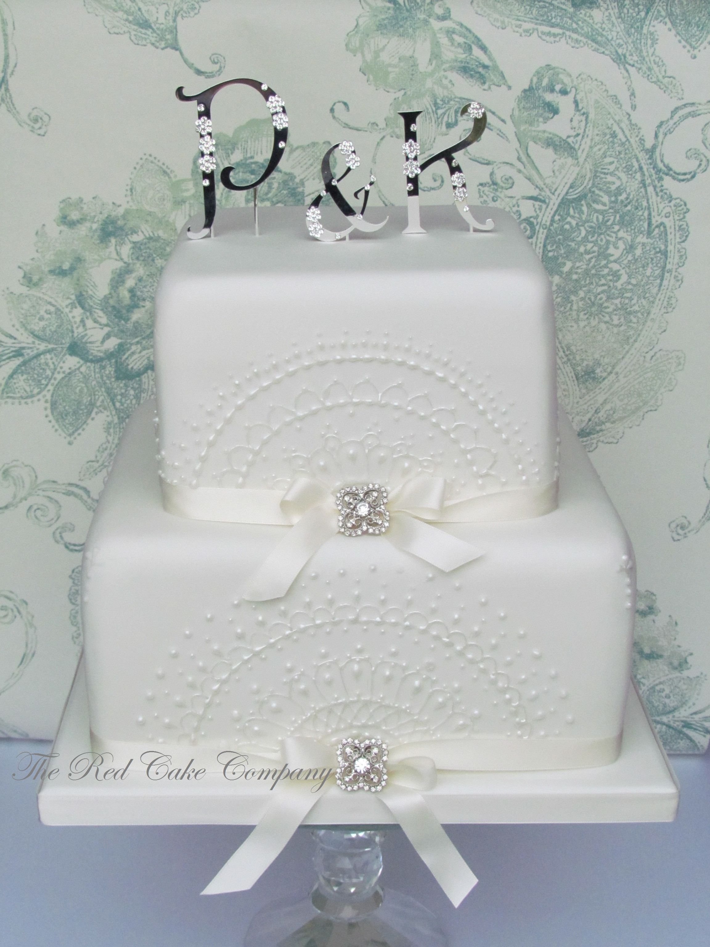 Small Square Wedding Cakes
 Lace 2 tier Square cake