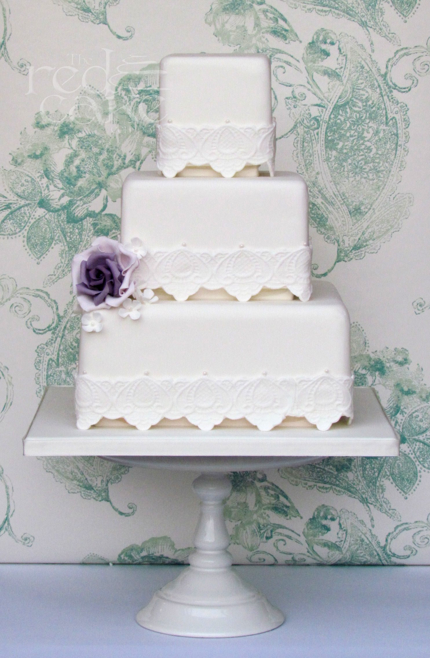Small Square Wedding Cakes
 Square Floating Lace Wedding Cake