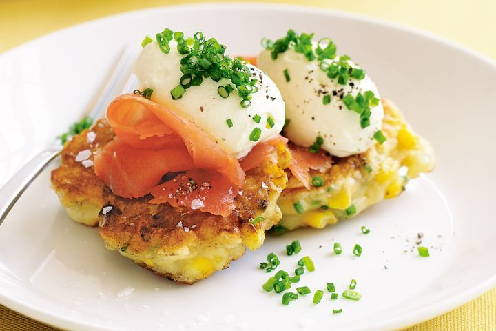 Smoked Salmon Breakfast Recipes Healthy
 Corn fritters with smoked salmon
