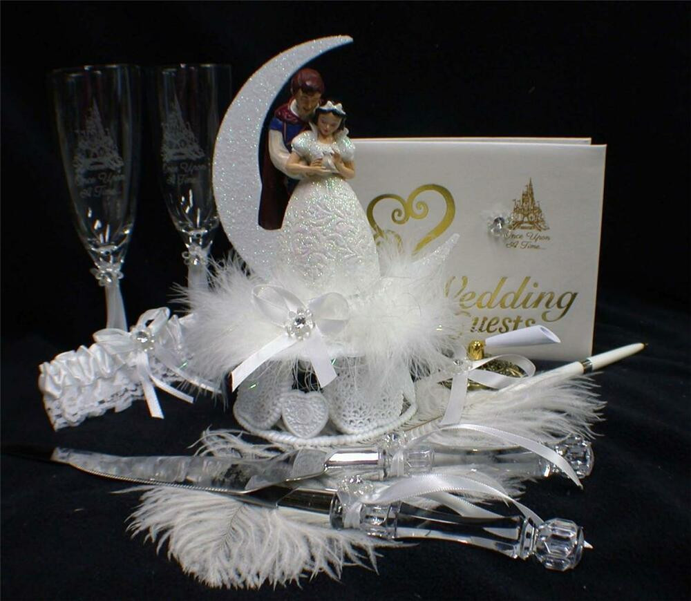 Snow White Wedding Cake Topper
 Disney Snow White & Prince Wedding Cake Topper LOT Glasses