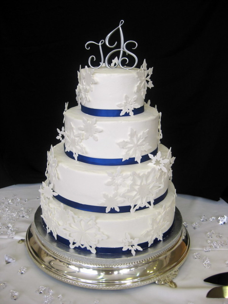 Snowflakes Wedding Cakes
 Jones Winter Wedding Cake CakeCentral