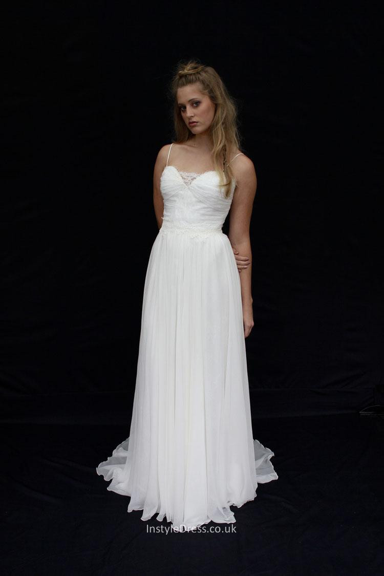 Spaghetti Strap A Line Wedding Dress
 Spaghetti Strap A line Ivory Floor Length Chiffon