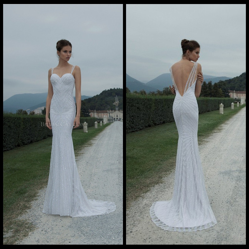 Spaghetti Strap Backless Wedding Dress the 20 Best Ideas for 2014 Berta Bridal Spaghetti Strap Sequins Luxy Sheath Y