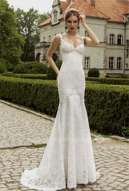 Spaghetti Strap Mermaid Wedding Dress
 Lace Wedding Dress Spaghetti Straps