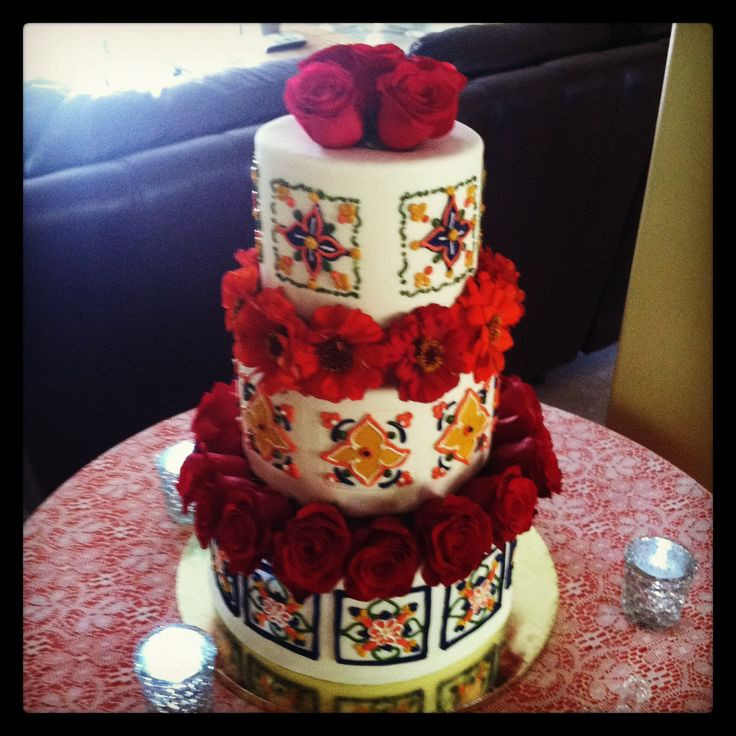 Spanish Wedding Cakes
 Spanish tile theme wedding cake