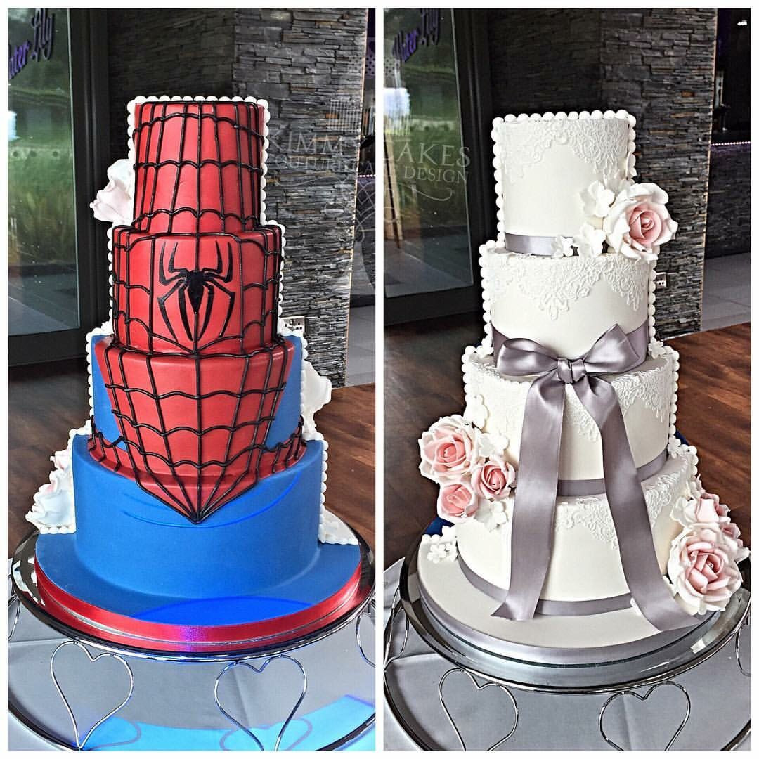 Spiderman Wedding Cakes
 Half and half wedding cake marvel spiderman