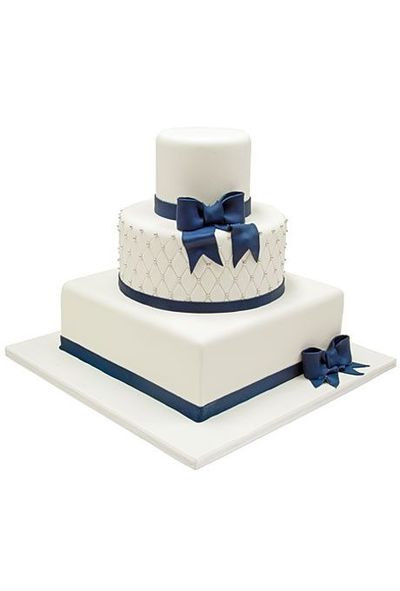 Square And Round Wedding Cakes
 White fondant wedding cake with square and round tiers