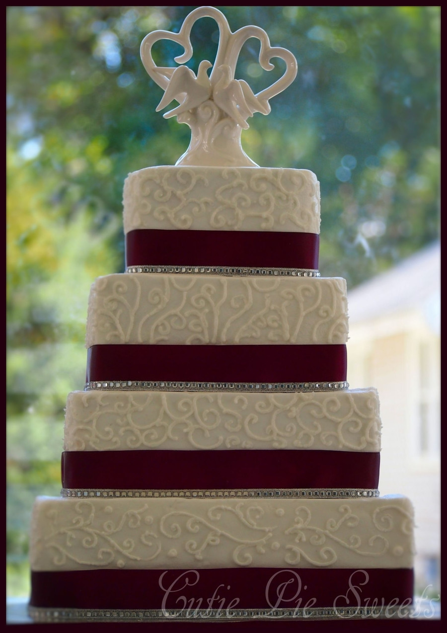 Square Tiered Wedding Cakes
 4 Tiered Plum Square Scrolled Wedding Cake CakeCentral