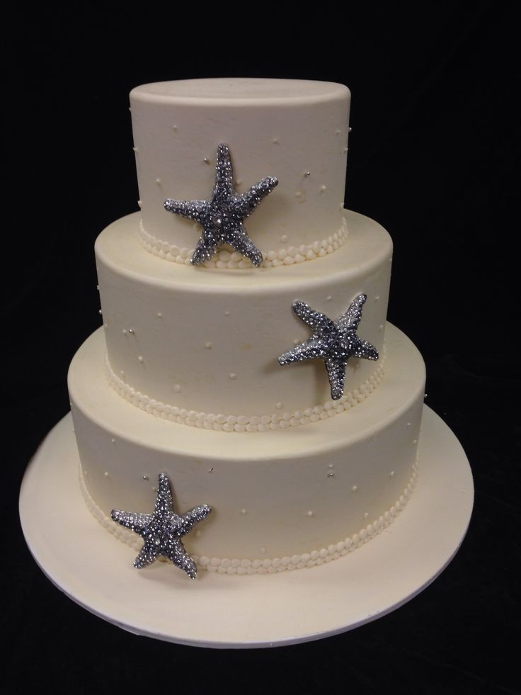 Starfish Wedding Cakes 20 Of the Best Ideas for Wedding Cake Iced In buttercream with Rhinestone Starfish