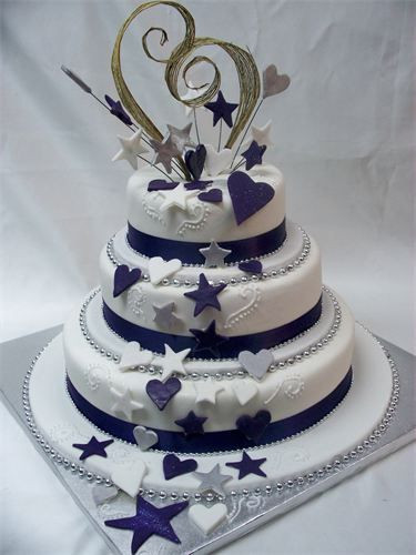 Stars Wedding Cakes
 3 Tier wedding cake with Stars & Hearts Koru Heart