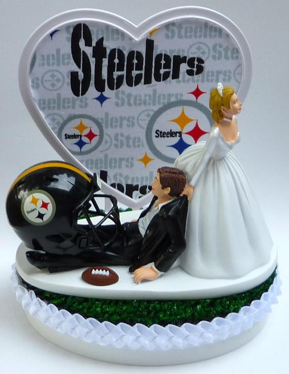 Steeler Wedding Cakes
 Wedding Cake Topper Pittsburgh Steelers Football Themed w