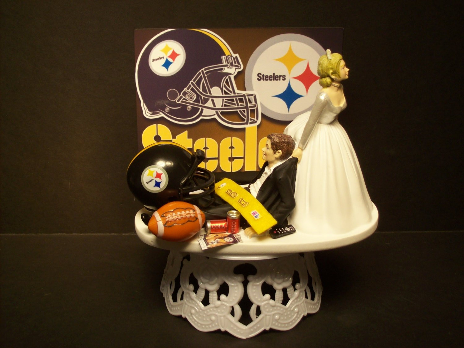 Steelers Wedding Cakes
 FOOTBALL STEELERS or your team Bride and Groom Funny Wedding