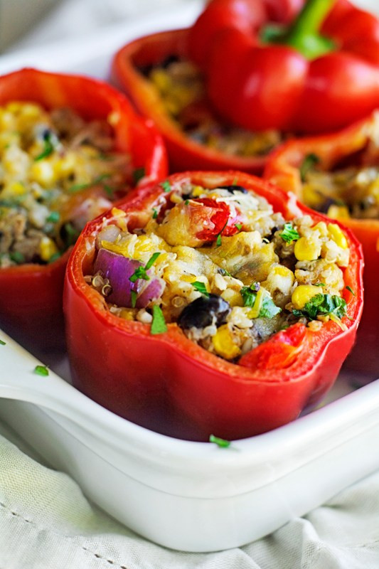 Stuffed Bell Peppers Healthy
 Cheesy Quinoa & Veggie Stuffed Bell Peppers