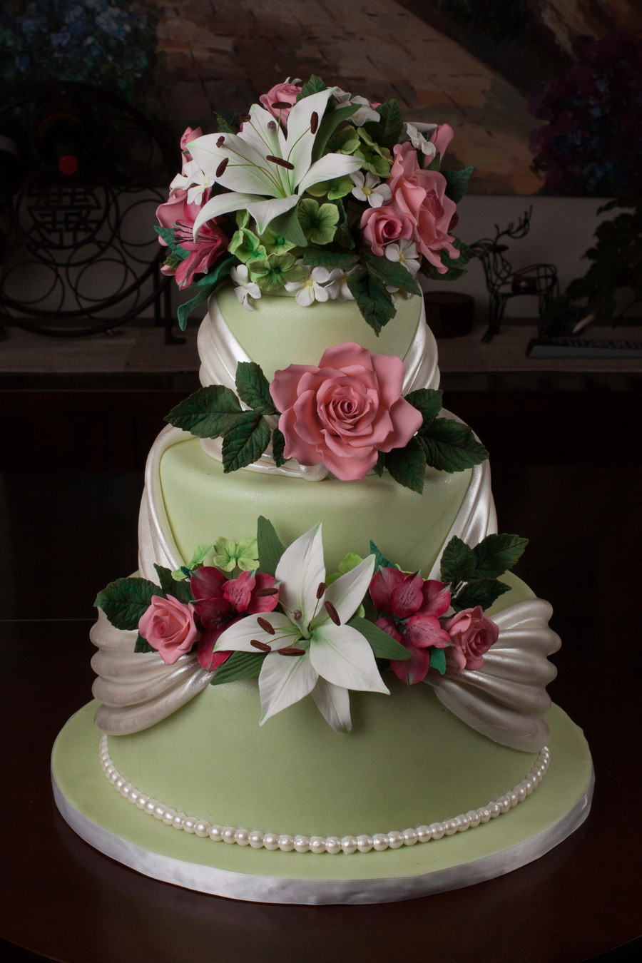 Sugar Flowers Wedding Cakes
 Wedding Cake With Sugar Flowers I Put This Into A Cake