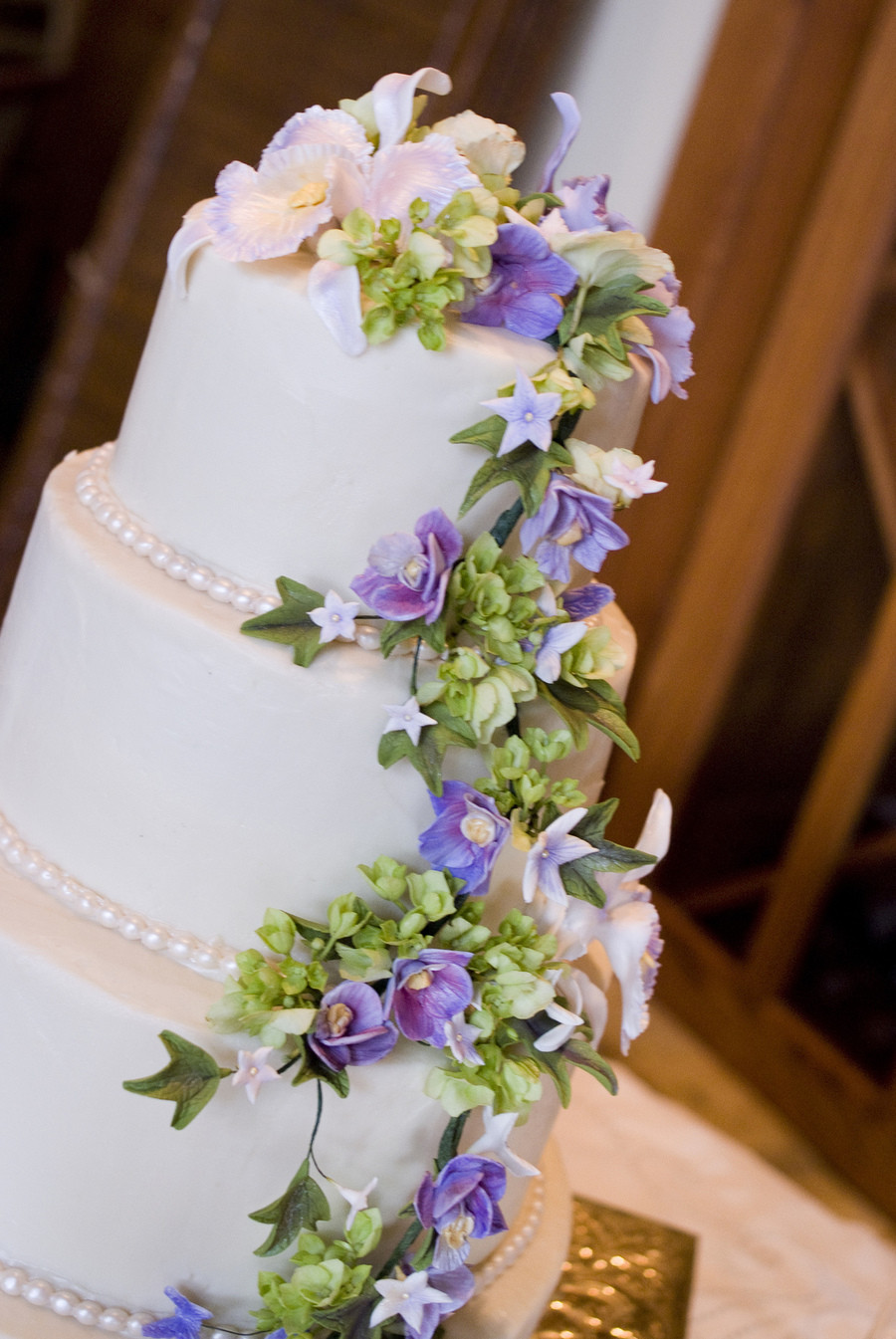 Sugar Flowers Wedding Cakes
 Purple Orchid Sugar Flower Wedding Cake CakeCentral