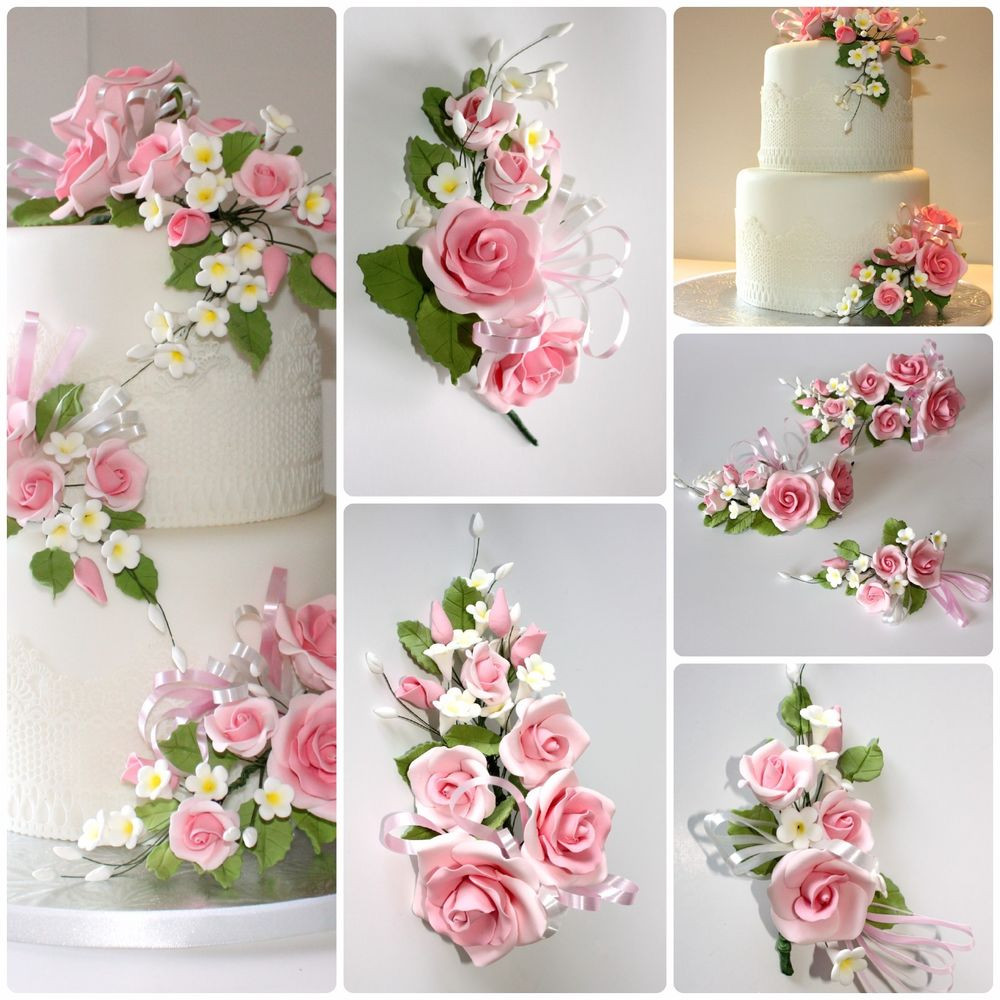 Sugarcraft Flowers Wedding Cakes
 OPEN ROSE SPRAY PINK S M L Sugar Flowers Cake Topper