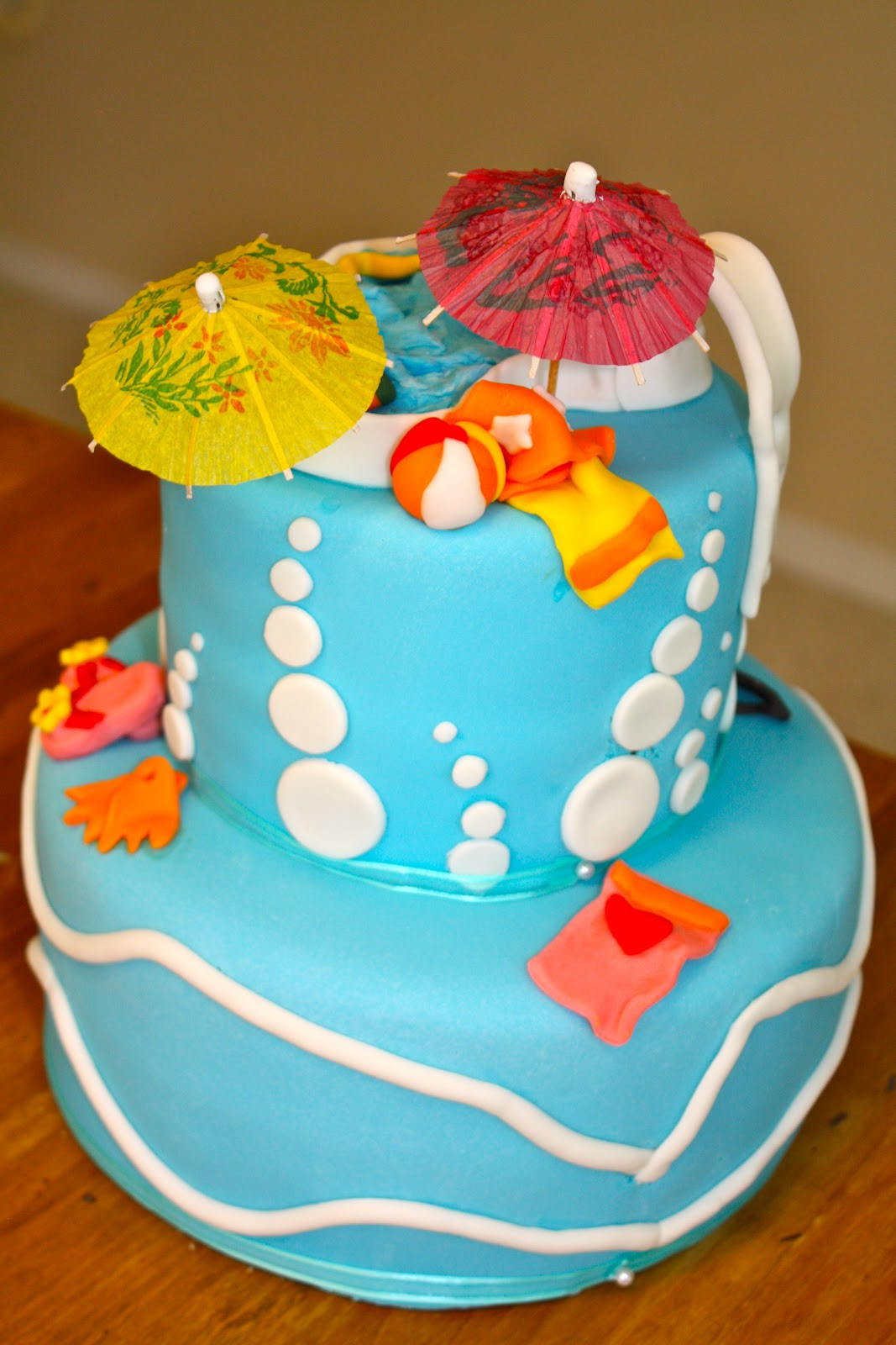 Summer Birthday Cake
 bumble cakes Summer Pool Party Birthday Cake