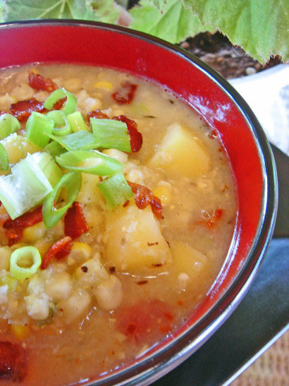 Summer Corn Chowder
 Summer Corn Chowder With Scallions Bacon & Potatoes