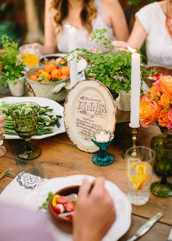 Summer Dinner Menus
 Summer backyard wedding dinner party inspiration