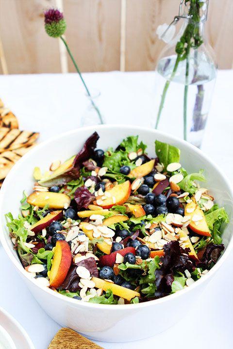 Summer Dinner Salads
 Summer salad with blueberries peaches slivered almonds