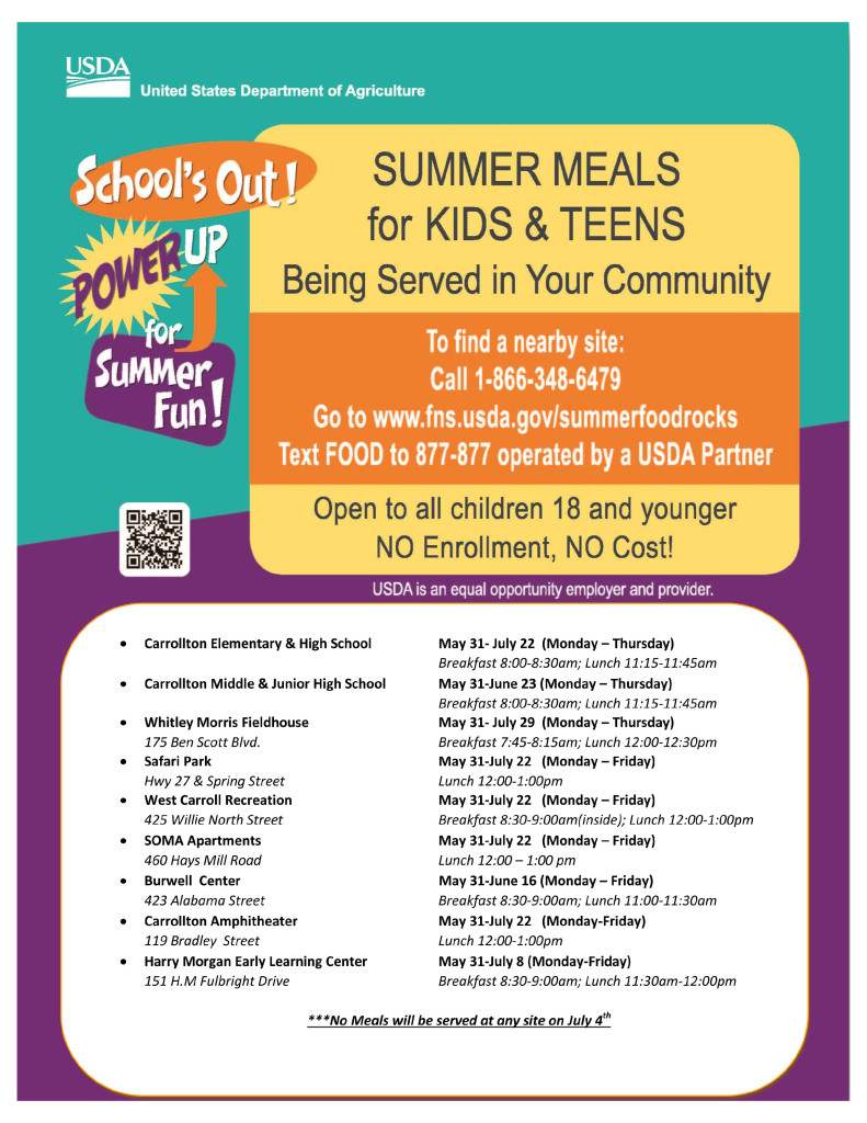 Summer Dinners For Kids
 Summer Meals for Kids & Teens carrolltonhousingauthority