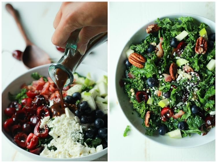 Summer Kale Recipes
 Cherry Summer Kale Salad with Balsamic Vinaigrette