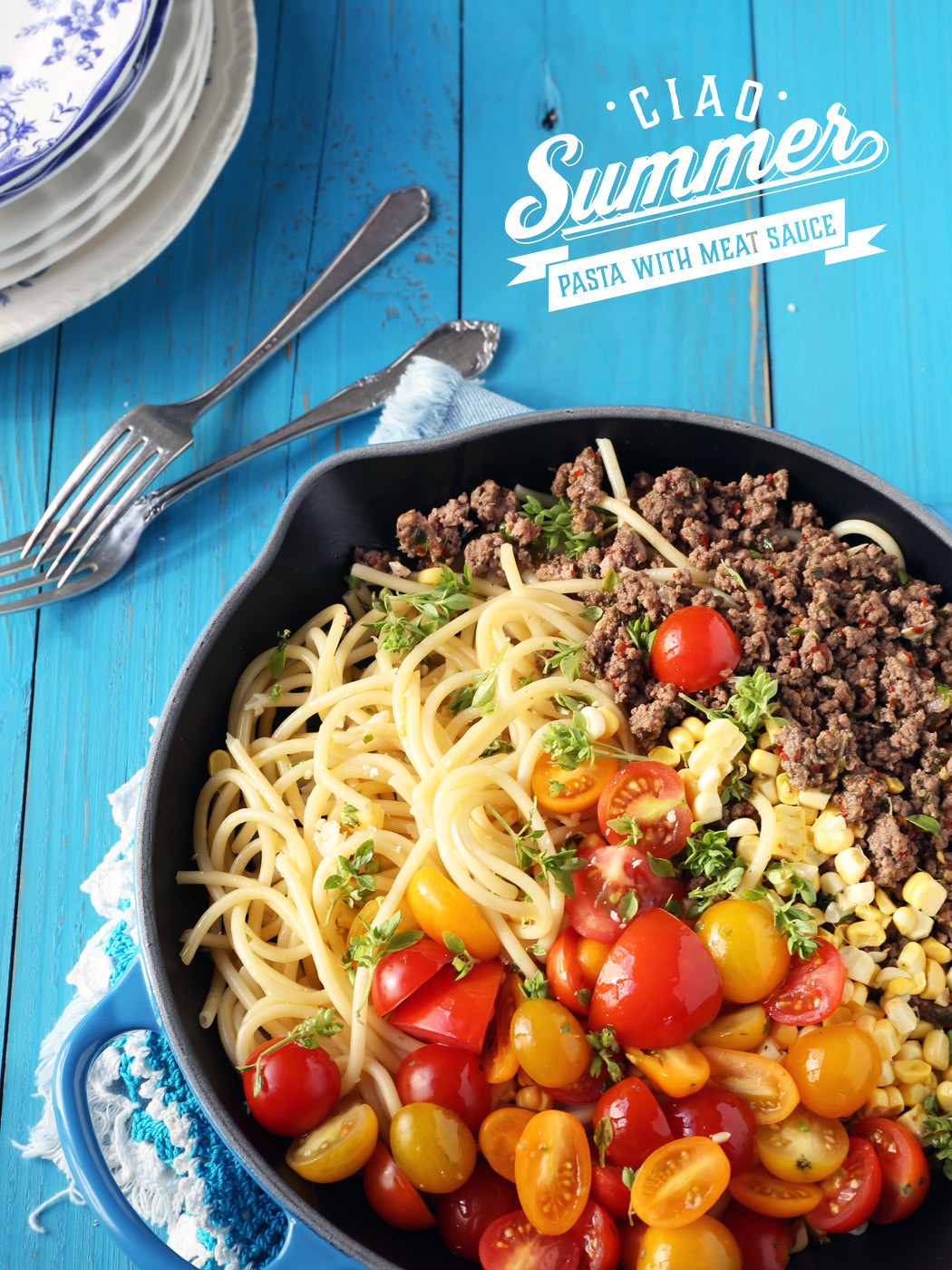 Summer Pasta Sauces
 Ciao Summer Pasta with Meatsauce