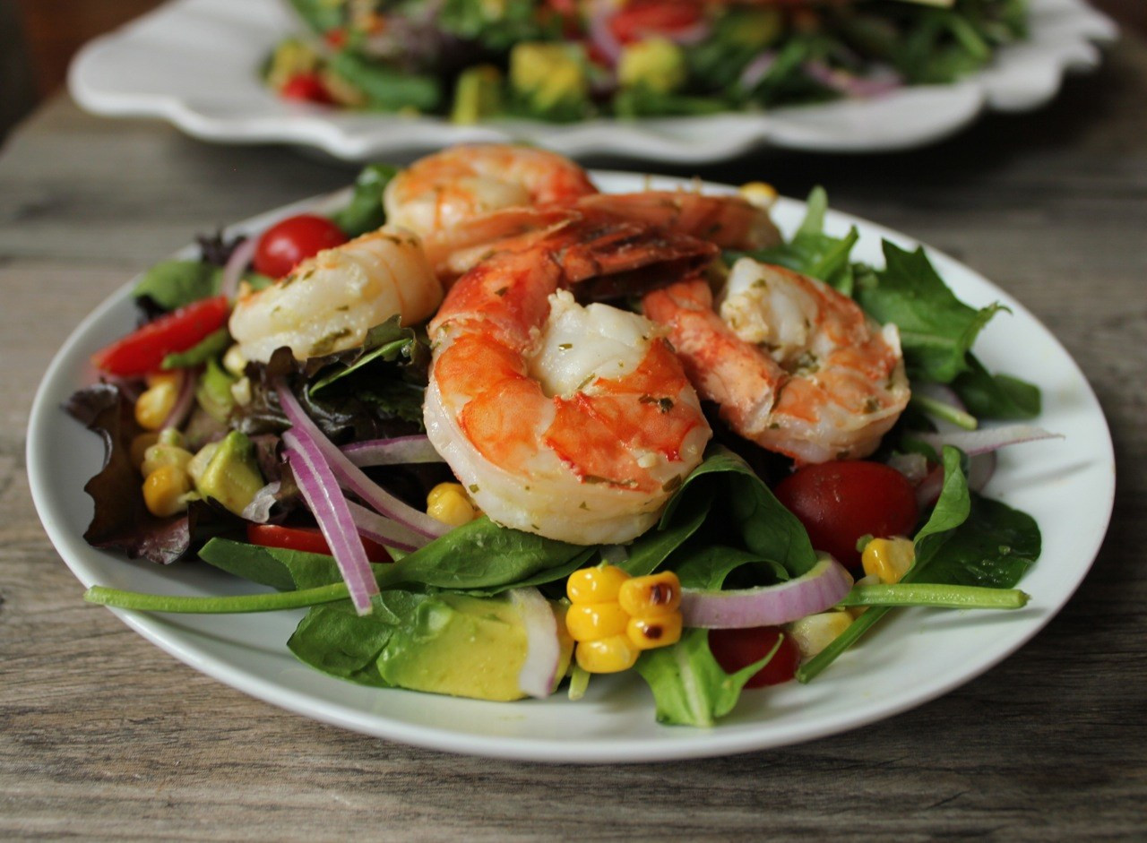 Summer Shrimp Salad
 Summer Salad with Avocado Corn and Grilled Herb Shrimp