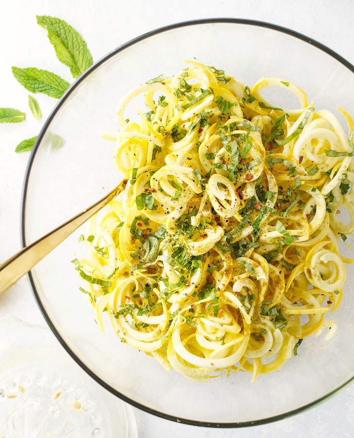 Summer Squash Noodles Recipes
 Spiralized Summer Squash "Noodles" with Basil & Mint