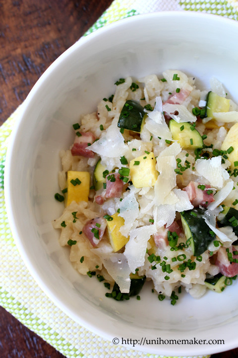 Summer Squash Risotto
 Pancetta and Summer Squash Risotto