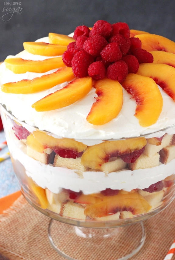 Summer Trifle Desserts
 Peach Raspberry Sangria Trifle Life Love and Sugar