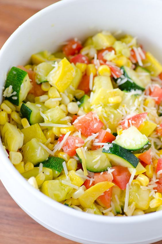 Summer Vegetable Side Dishes
 Parmesan Zucchini Corn and Tomatoes Recipe