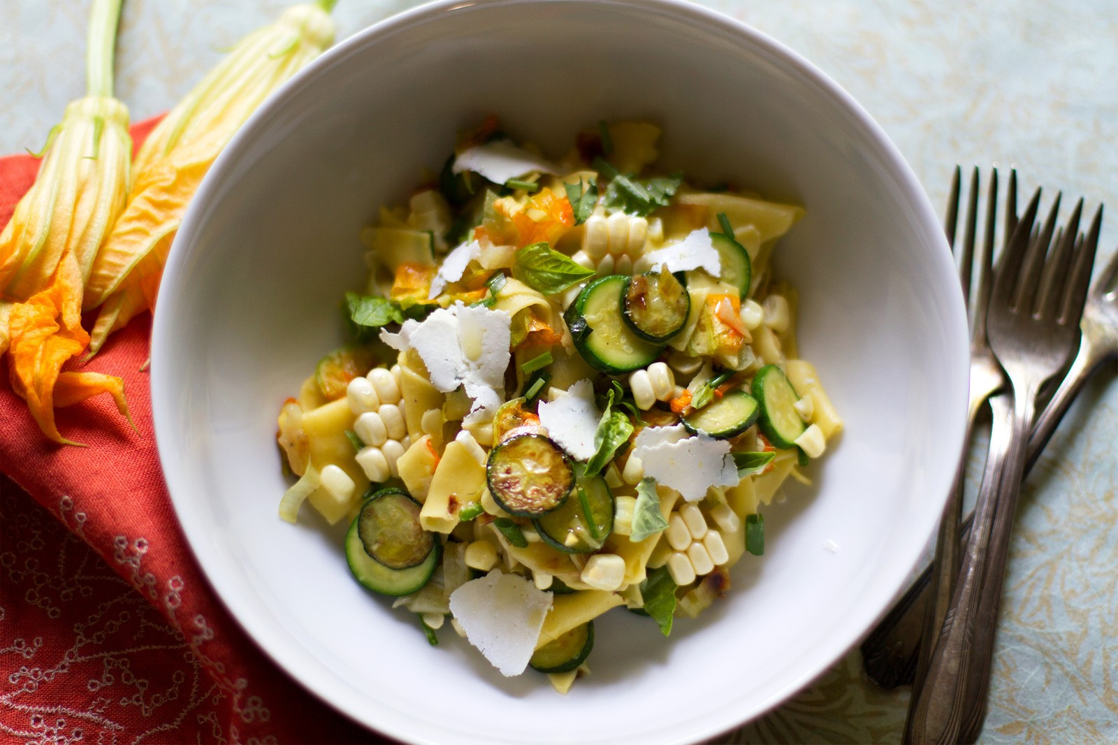 Summer Vegetarian Recipes
 Maltagliati Pasta with Summer Ve ables and Ricotta Salata