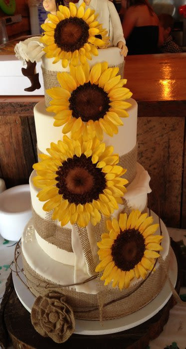 Sunflower Wedding Cakes
 Rustic Sunflower Wedding Cake by Sarah CakesDecor