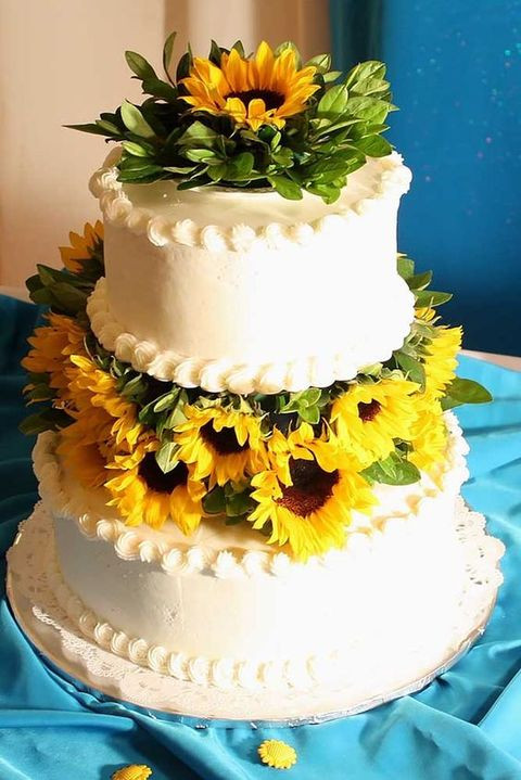 Sunflower Wedding Cakes
 90 Cheerful And Bright Sunflower Wedding Ideas