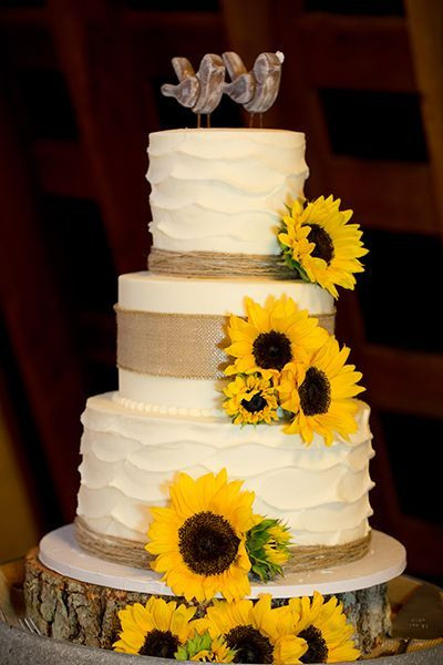 Sunflower Wedding Cakes
 Cool Wedding Cakes for the Rustic Wedding Crave Du Jour