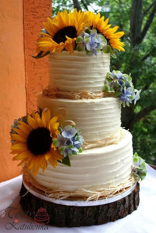 Sunflower Wedding Cakes
 Sunflower wedding cake cake by Cakes by Katulienka