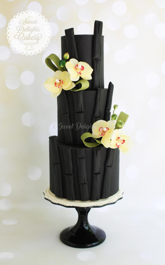 Sweet Delights Wedding Cakes
 Black Bamboo Orchid Wedding Cake Cake by Sweet Delights