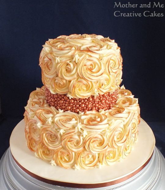 Swirl Wedding Cakes
 Bronze Rose Swirl Wedding Cake Cake by Mother and Me