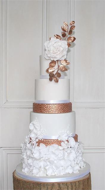 Tall Wedding Cakes
 White & Copper Tall Wedding Cake from Caked Patisserie