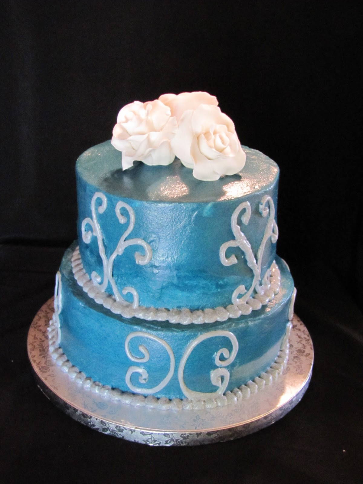 Teal And Silver Wedding Cakes
 Leilani s Heavenly Cakes Teal & Silver Wedding Cake
