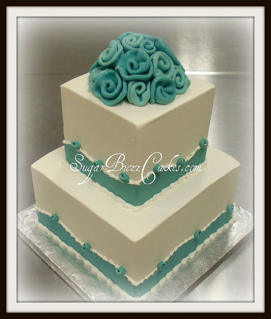 Teal And Silver Wedding Cakes
 Teal & silver wedding cake