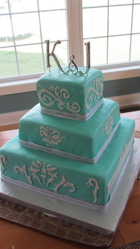 Teal And Silver Wedding Cakes
 Cakes by Katie Wagoner Jordan and Keelin s Teal and