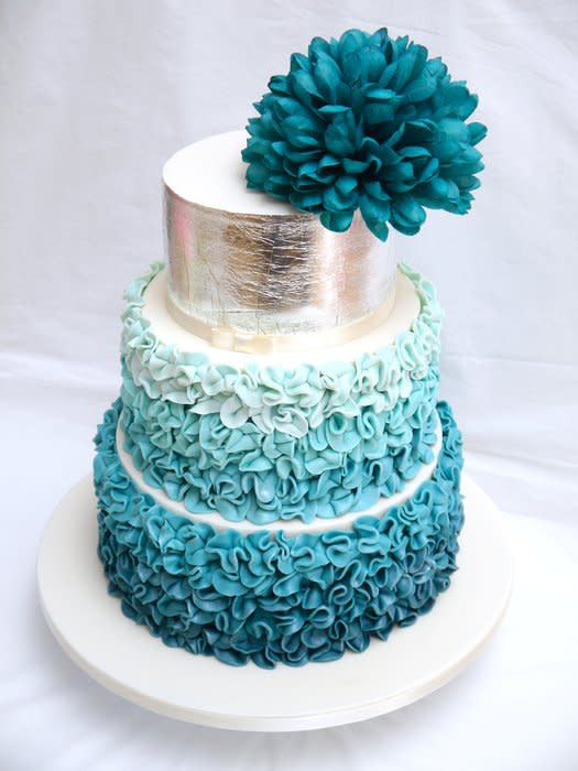 Teal And Silver Wedding Cakes
 Teal Ruffles Wedding Cake Cake by Natalie King CakesDecor