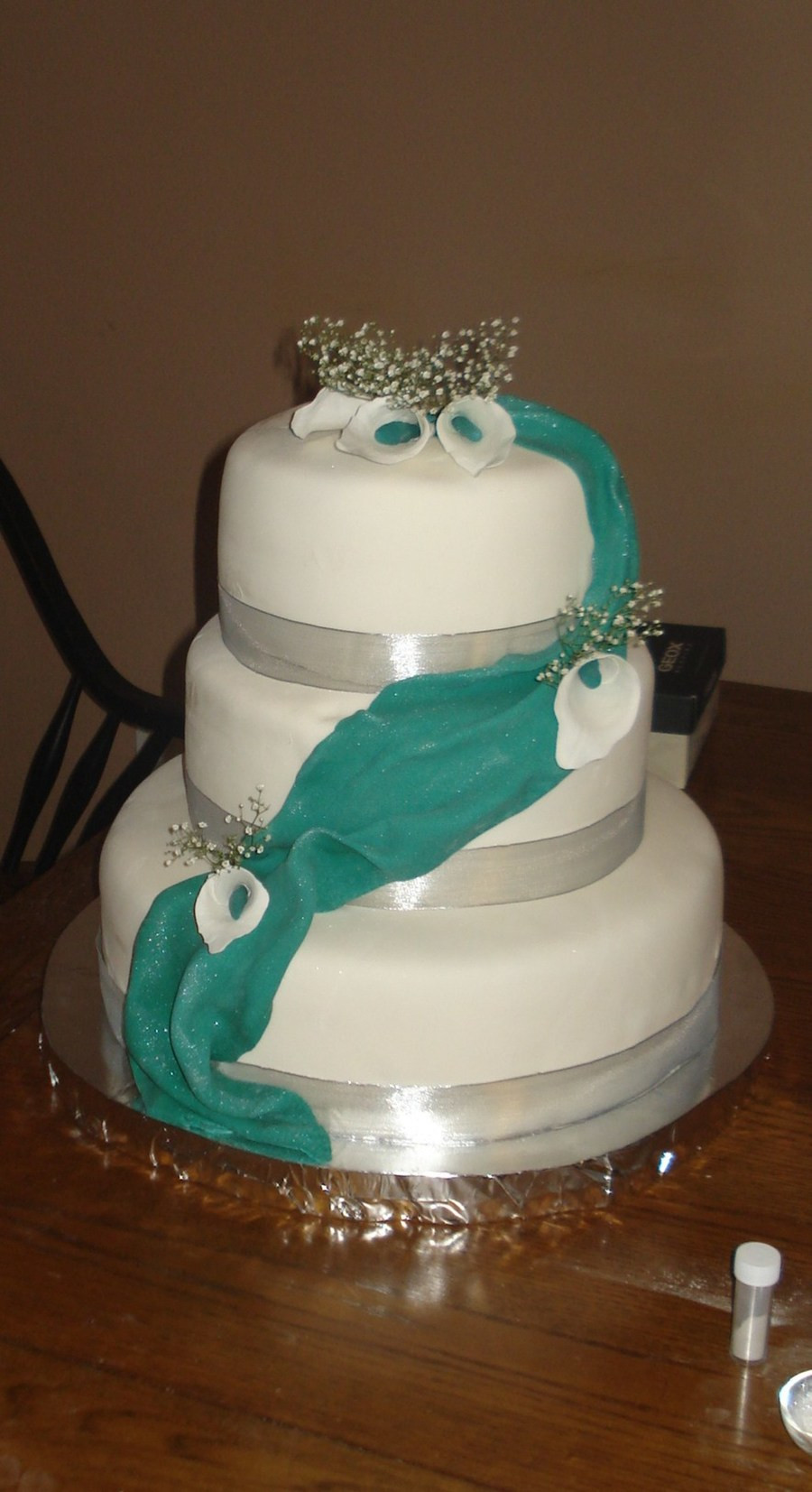 Teal And Silver Wedding Cakes
 Teal And Silver Wedding Cake CakeCentral