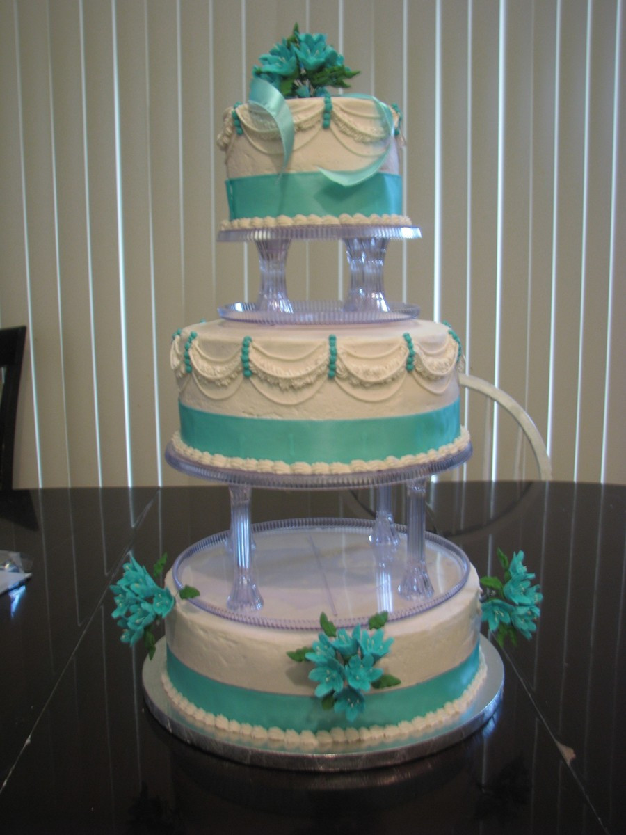 Teal And White Wedding Cake
 Teal And White Wedding Cake CakeCentral