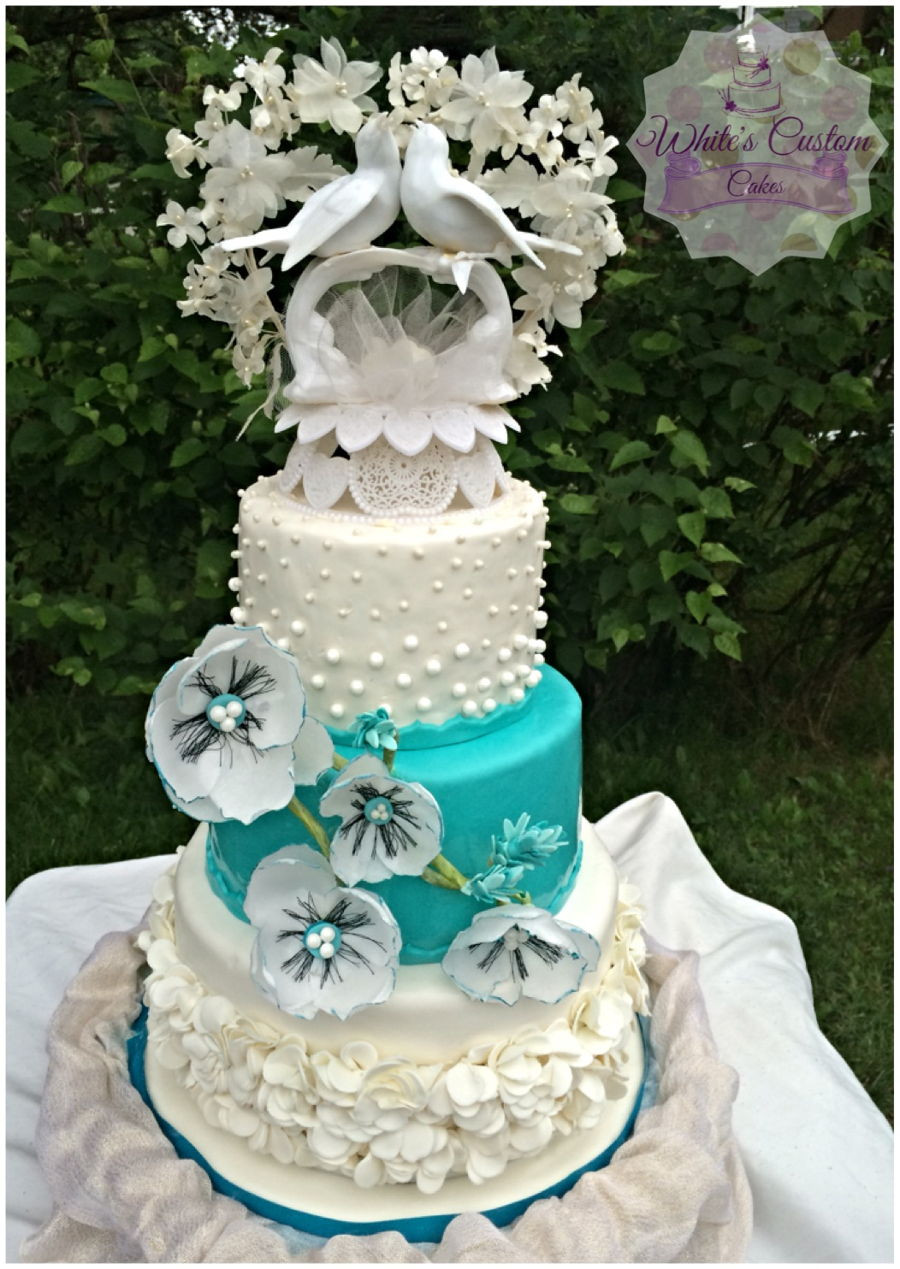 Teal And White Wedding Cakes
 Teal And White Wedding Cake CakeCentral